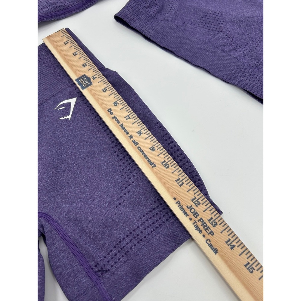 Gymshark Vital Seamless 2.0 Purple Long Sleeve Crop Top and Shorts Set Womens XS - Picture 8 of 12